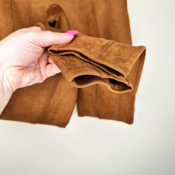Spanx Faux Suede High Rise Tummy Shaping Rich Caramel Leggings Pant Small Petite - Picture 11 of 15
